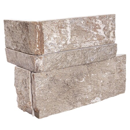 Msi Golden White Splitface Ledger Corner 9'' x 18'' Quartzite Wall Tile, 4PK ZOR-PNL-0153
